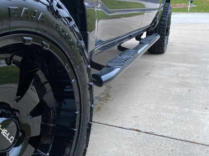 RedRock 5-Inch Oval Bent End Side Step Bars; Black (19-25 RAM 1500 Crew Cab)
