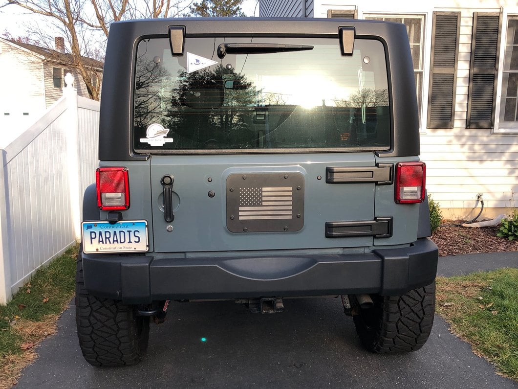 RedRock Old Glory Spare Tire Delete Plate; Textured Black (07-18 Jeep Wrangler JK)