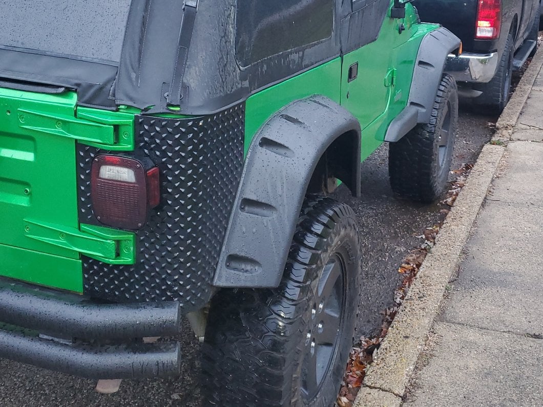 RedRock Plastic Rear Quarter Panel Body Armor Kit; Black (97-06 Jeep Wrangler TJ, Excluding Unlimited)