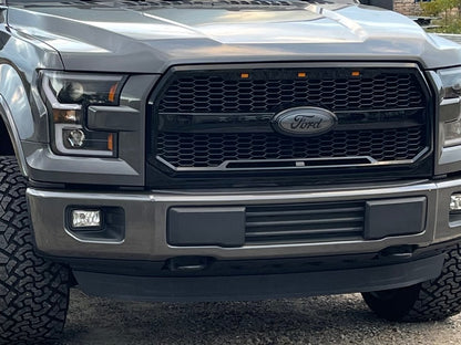 RedRock Baja Upper Replacement Grille with LED Lighting; Gloss Black (15-17 F-150, Excluding Raptor)