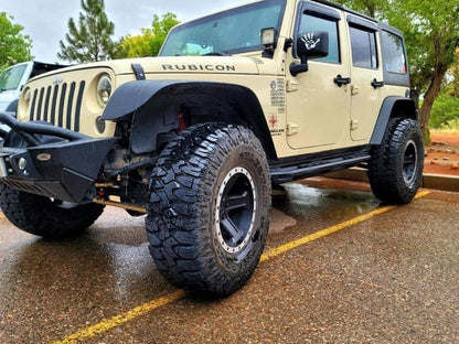 RedRock Side Armor with Step Pads; Textured Black (07-18 Jeep Wrangler JK 4-Door)