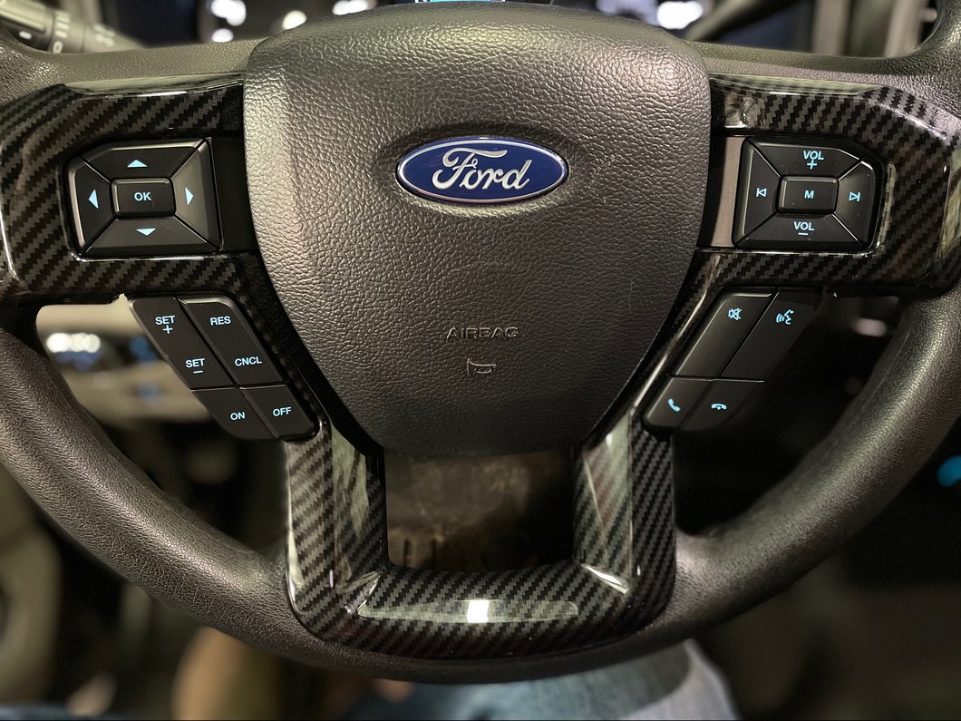 RedRock Steering Wheel Trim; Carbon Fiber (17-22 F-250 Super Duty)