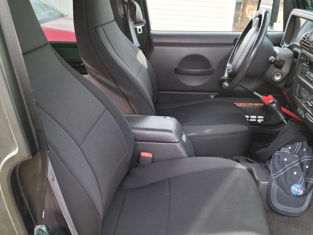 RedRock Custom Fit Front and Rear Seat Covers; Black (97-02 Jeep Wrangler TJ)