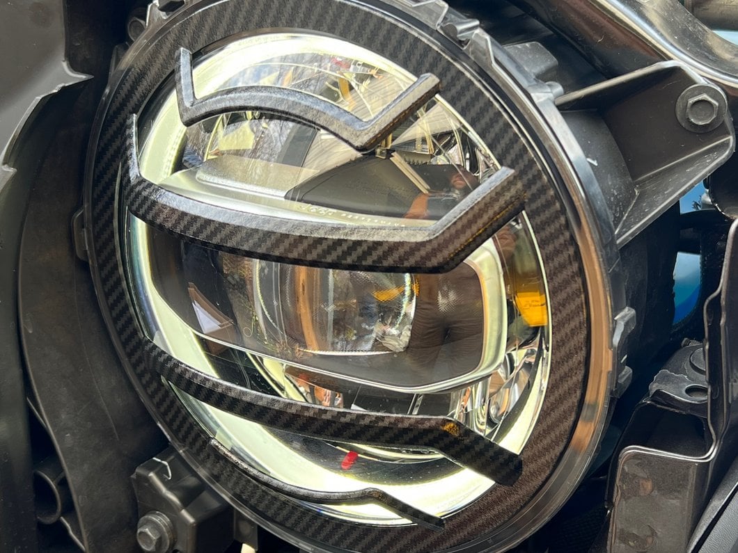 RedRock Euro Style Headlight Guards; Carbon Fiber Look (20-25 Jeep Gladiator JT)
