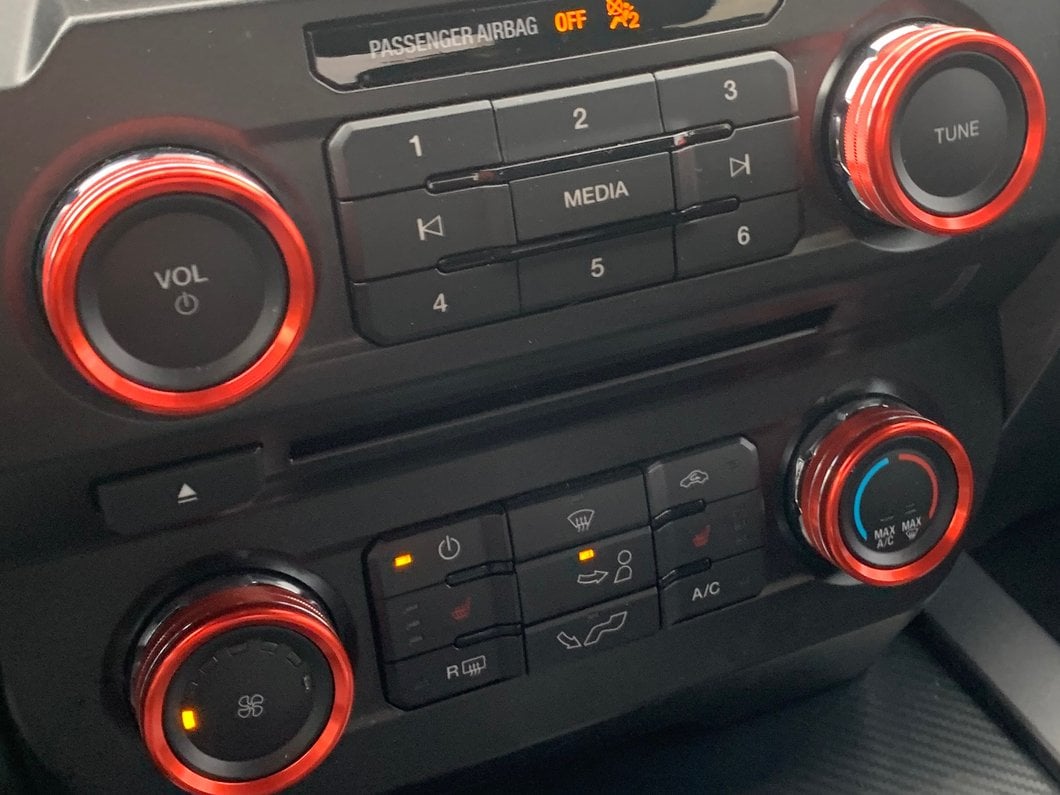 RedRock Billet Aluminum HVAC Knob Covers; Red (15-20 F-150)