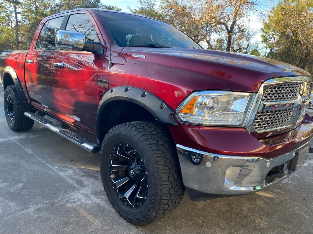 RedRock Pocket Style Fender Flares; Smooth Black (09-18 RAM 1500, Excluding Rebel)