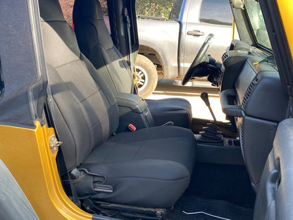 RedRock Custom Fit Front and Rear Seat Covers; Black (03-06 Jeep Wrangler TJ)