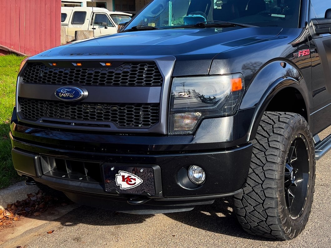 RedRock Upper Replacement Grille with LED Lighting and Emblem Surround; Matte Black (09-14 F-150, Excluding Raptor & Forward Facing Camera)