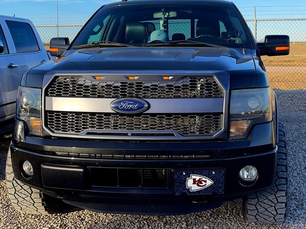 RedRock Upper Replacement Grille with LED Lighting and Emblem Surround; Matte Black (09-14 F-150, Excluding Raptor & Forward Facing Camera)