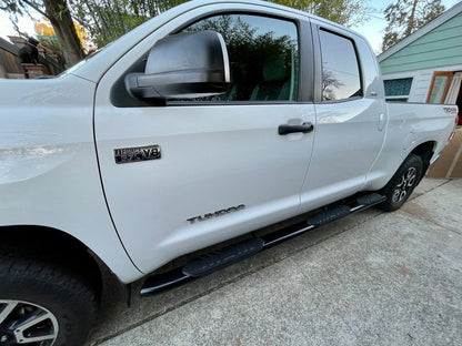 RedRock 5-Inch Oval Bent End Wheel to Wheel Side Step Bars; Black (07-21 Tundra Double Cab w/ 6-1/2-Foot Bed)