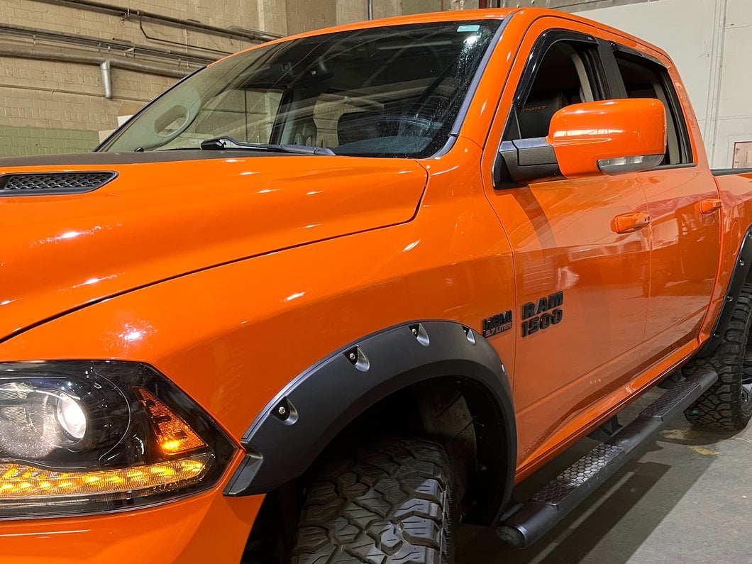 RedRock Pocket Style Fender Flares; Smooth Black (09-18 RAM 1500, Excluding Rebel)