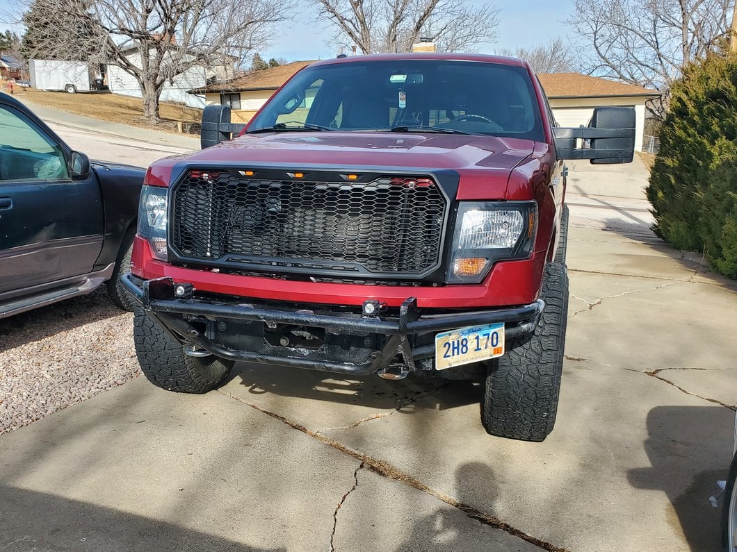 RedRock Upper Replacement Grille with LED Lighting; Matte Black (09-14 F-150, Excluding Raptor)