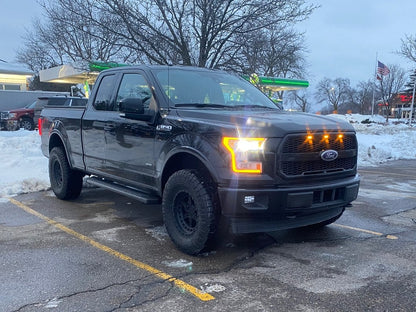 RedRock Baja Upper Replacement Grille with LED Lighting; Gloss Black (15-17 F-150, Excluding Raptor)