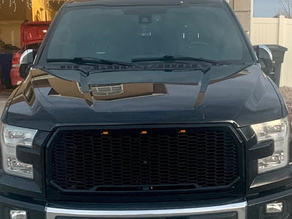 RedRock Baja Upper Replacement Grille with LED Lighting; Gloss Black (15-17 F-150, Excluding Raptor)