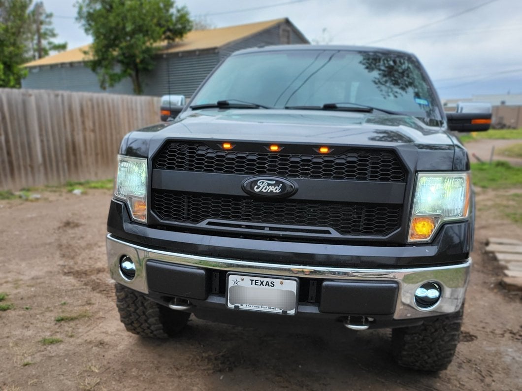 RedRock Upper Replacement Grille with LED Lighting and Emblem Surround; Matte Black (09-14 F-150, Excluding Raptor & Forward Facing Camera)