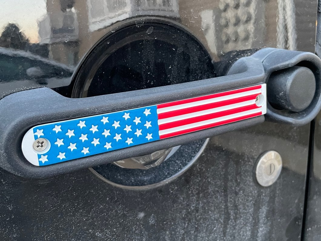 RedRock Old Glory Door Handle Inserts; Red, White and Blue (07-18 Jeep Wrangler JK 2-Door)