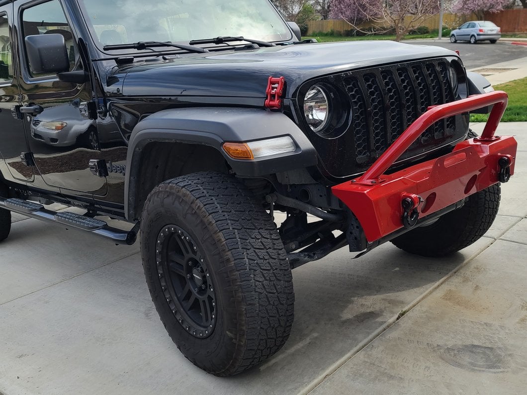 RedRock Billet Aluminum Hood Catch Set; Red (20-25 Jeep Gladiator JT)