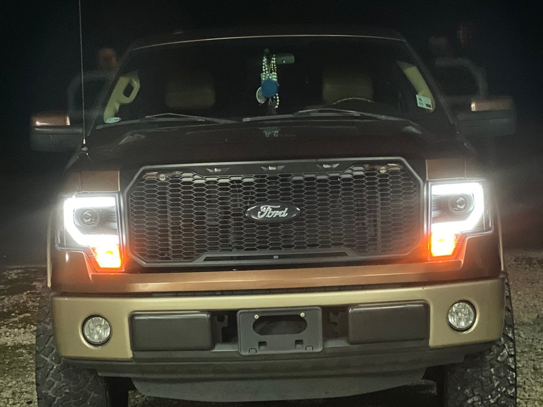 RedRock Upper Replacement Grille with LED Lighting; Matte Black (09-14 F-150, Excluding Raptor)