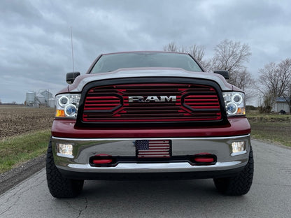 RedRock Big Horn Style Upper Replacement Grille; Black and Red (13-18 RAM 1500, Excluding Rebel)