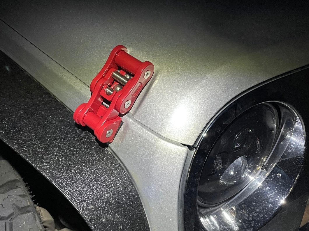 RedRock Billet Aluminum Hood Catch Set; Red (07-25 Jeep Wrangler JK & JL)