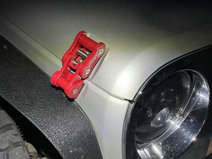 RedRock Billet Aluminum Hood Catch Set; Red (07-25 Jeep Wrangler JK & JL)