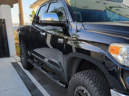 RedRock 5-Inch Oval Bent End Wheel to Wheel Side Step Bars; Black (07-21 Tundra Double Cab w/ 6-1/2-Foot Bed)