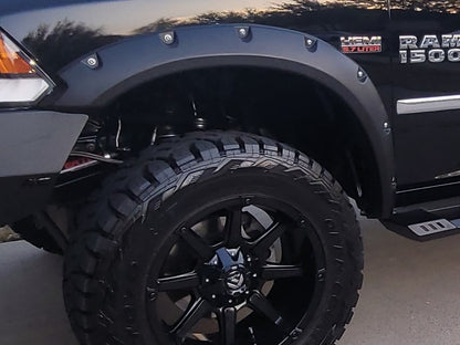 RedRock Pocket Style Fender Flares; Smooth Black (09-18 RAM 1500, Excluding Rebel)
