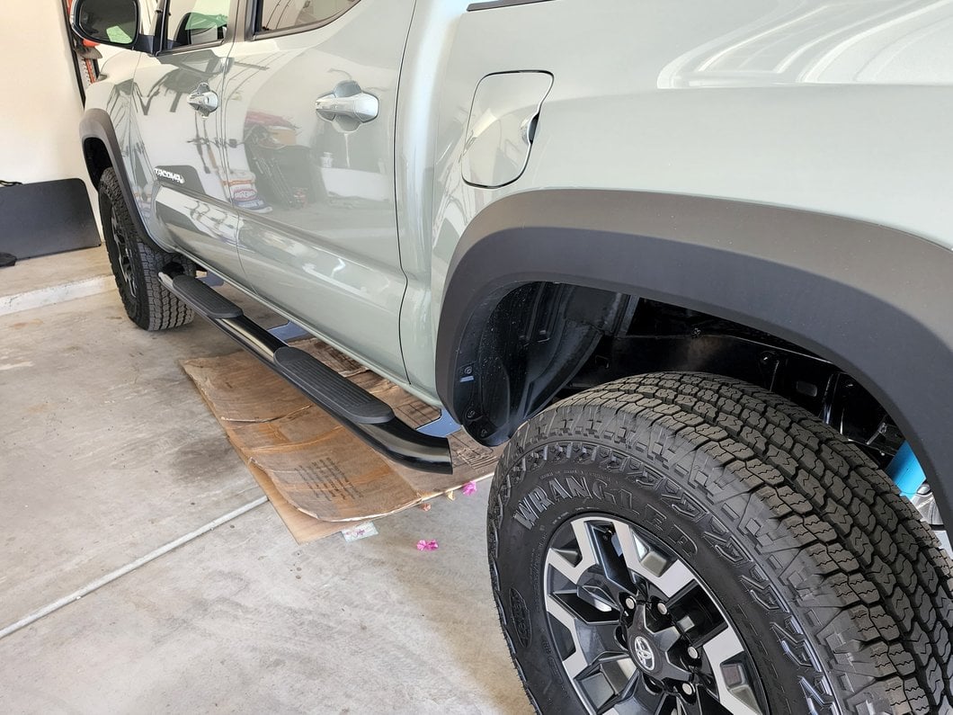 RedRock 4-Inch Oval Bent End Side Step Bars; Black (05-23 Tacoma Double Cab)