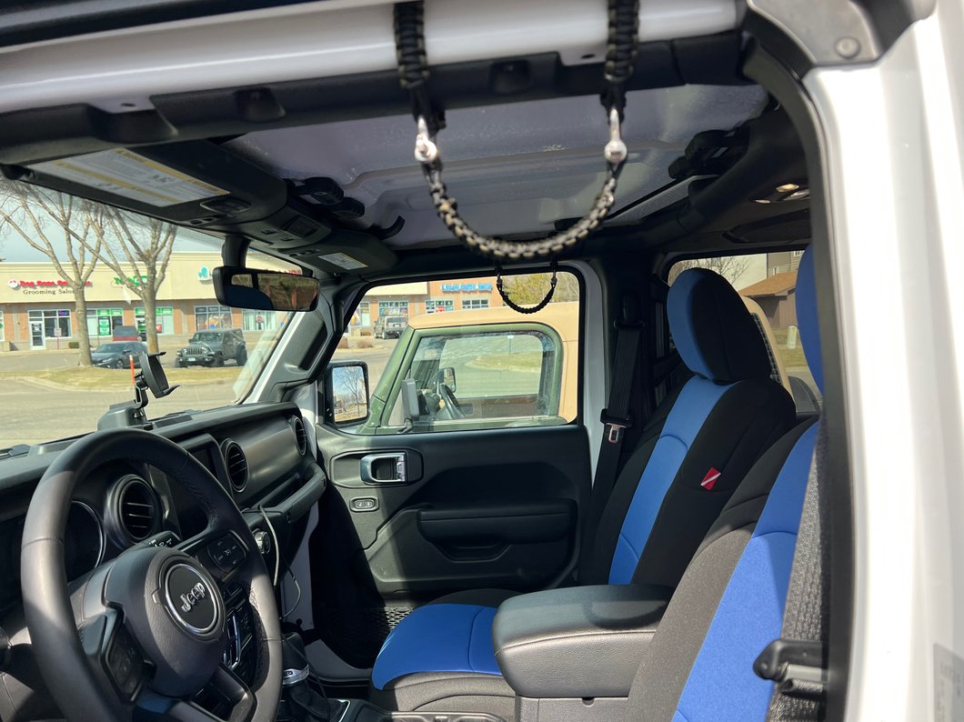 RedRock Front Rollbar Paracord Grab Handles with D-Rings; Black