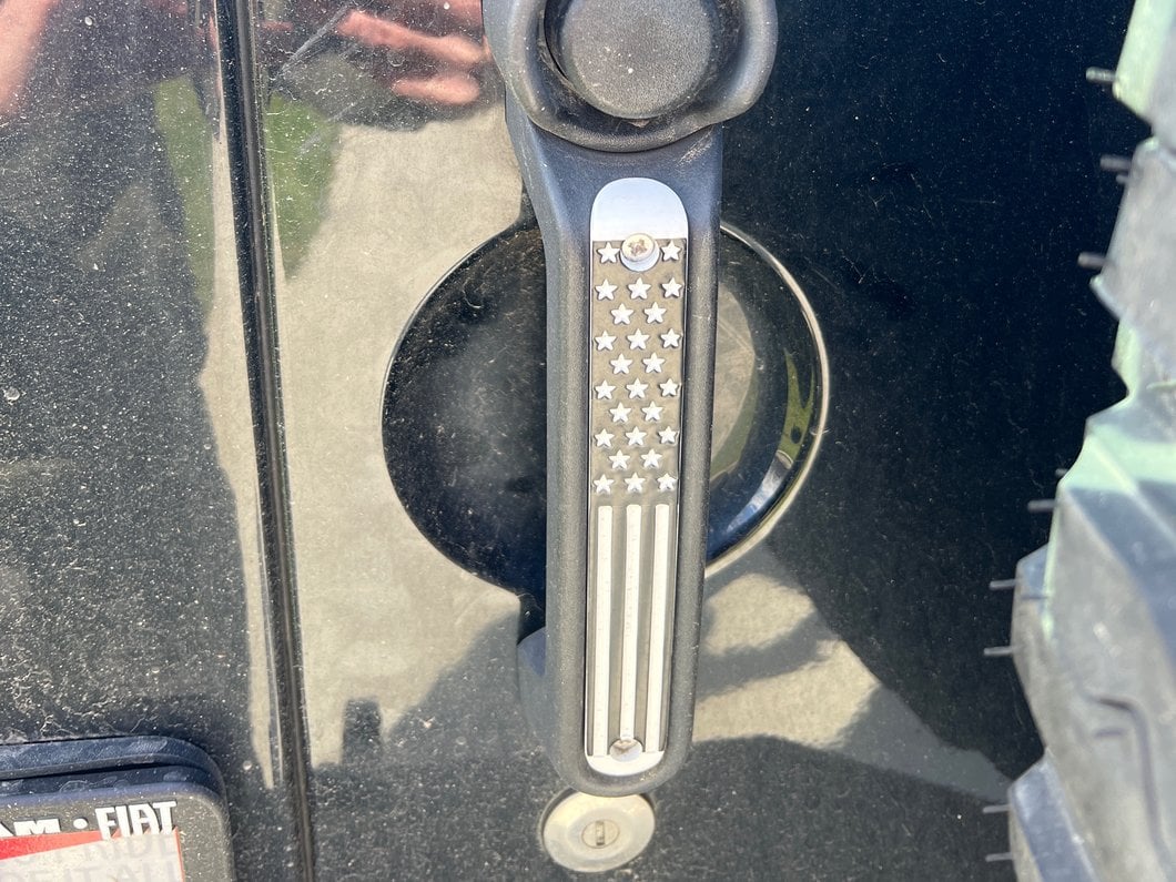RedRock Old Glory Door Handle Inserts; Black and White (07-18 Jeep Wrangler JK 2-Door)