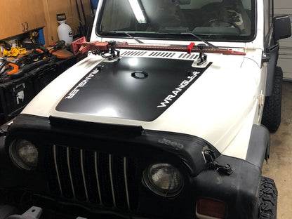 Jeep Licensed by RedRock Wrangler Hood Decal; Matte Black (97-06 Jeep Wrangler TJ)