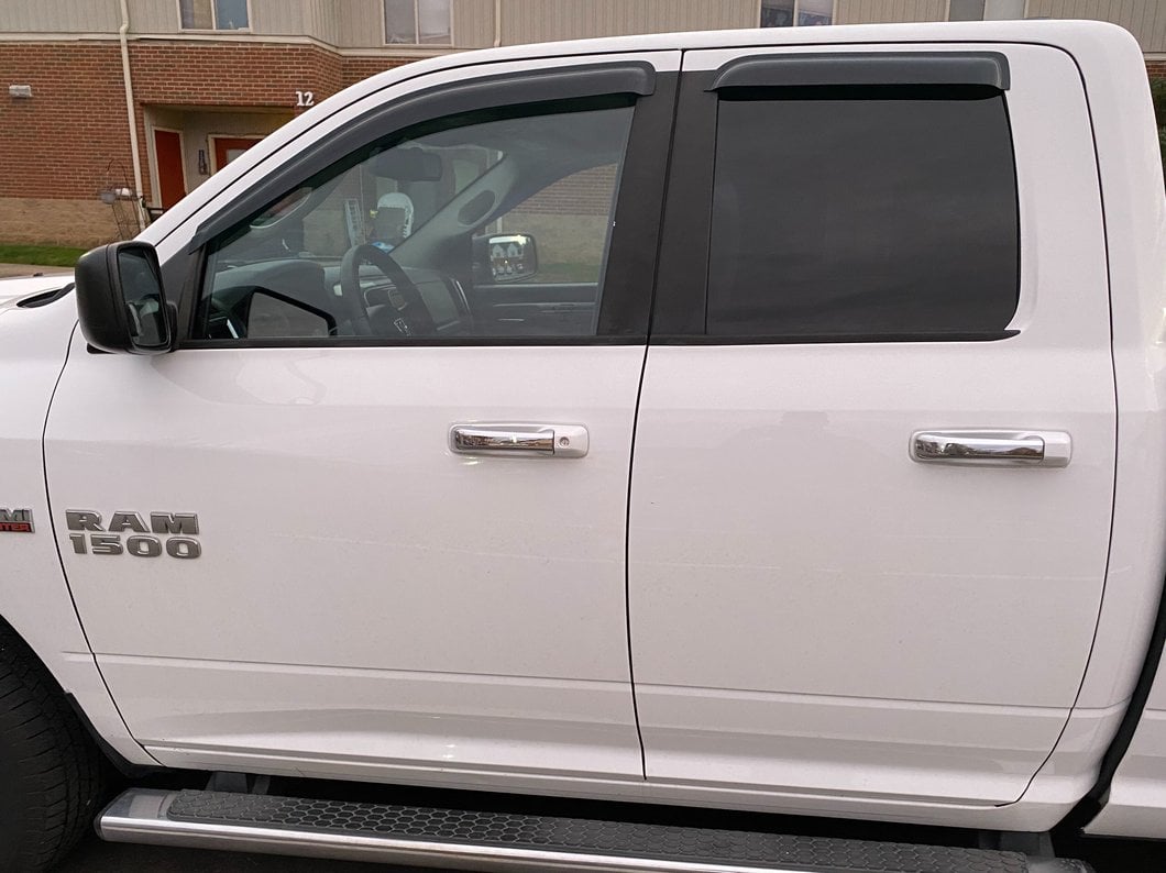 RedRock Window Deflectors; Front and Rear; Smoked (09-18 RAM 1500 Quad Cab)