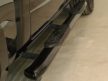 RedRock 5-Inch Oval Bent End Side Step Bars; Black (19-25 RAM 1500 Crew Cab)