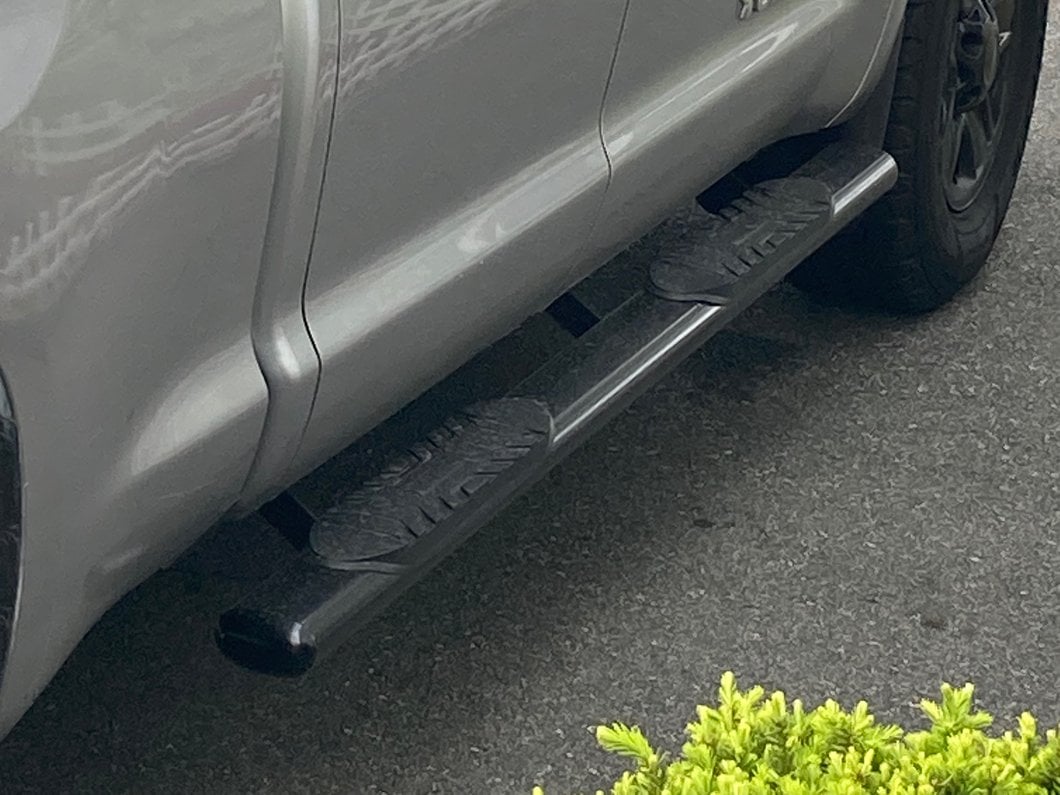 RedRock 5-Inch Oval Straight End Side Step Bars; Black (07-21 Tundra Double Cab)