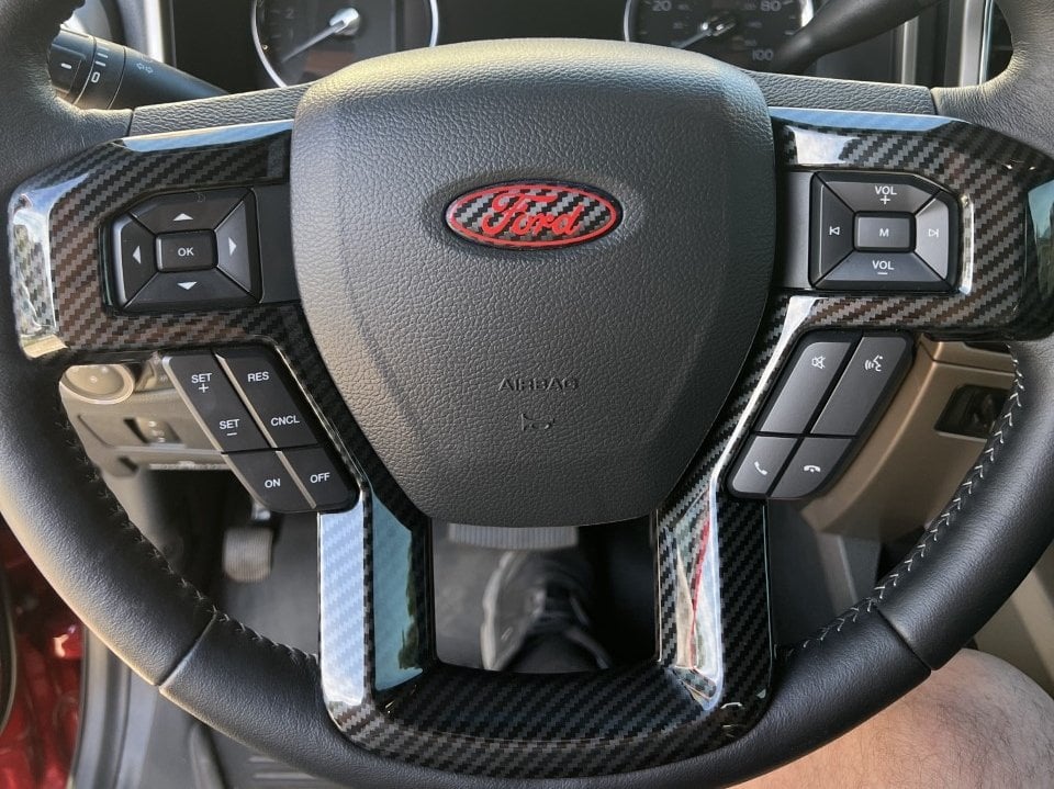 RedRock Steering Wheel Trim; Carbon Fiber (17-22 F-250 Super Duty)