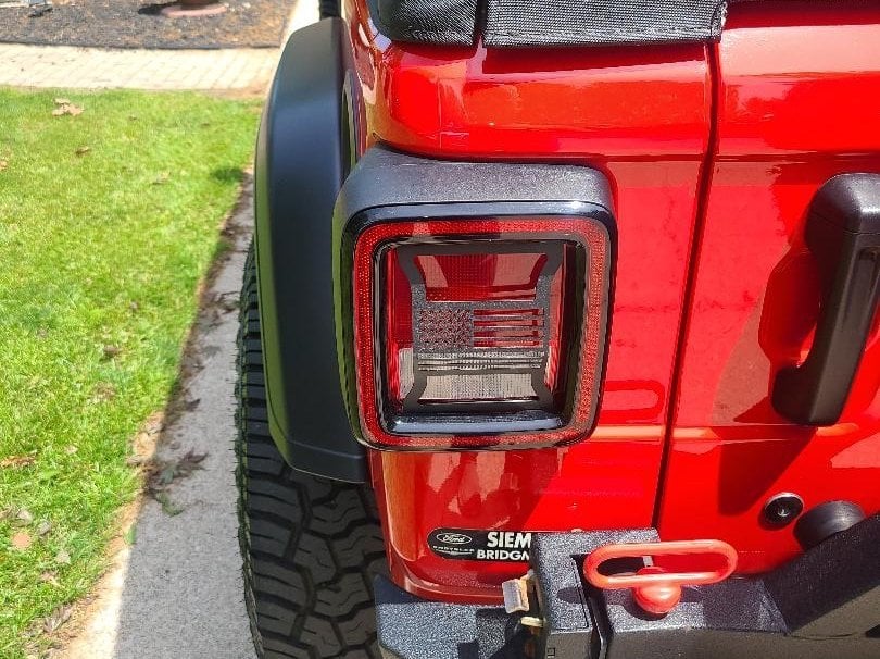 RedRock Tail Light Covers; Old Glory (18-25 Jeep Wrangler JL w/ Factory LED Tail Lights)