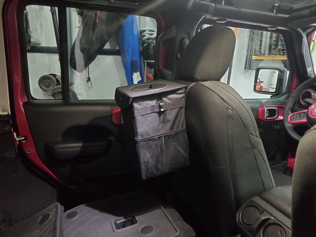 RedRock Headrest Mounted Trash Can with Storage Pockets (07-25 Jeep Wrangler JK & JL)