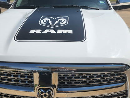 RAM Licensed by RedRock Hood Decal with Logo; Matte Black (09-18 RAM 1500, Excluding Rebel)