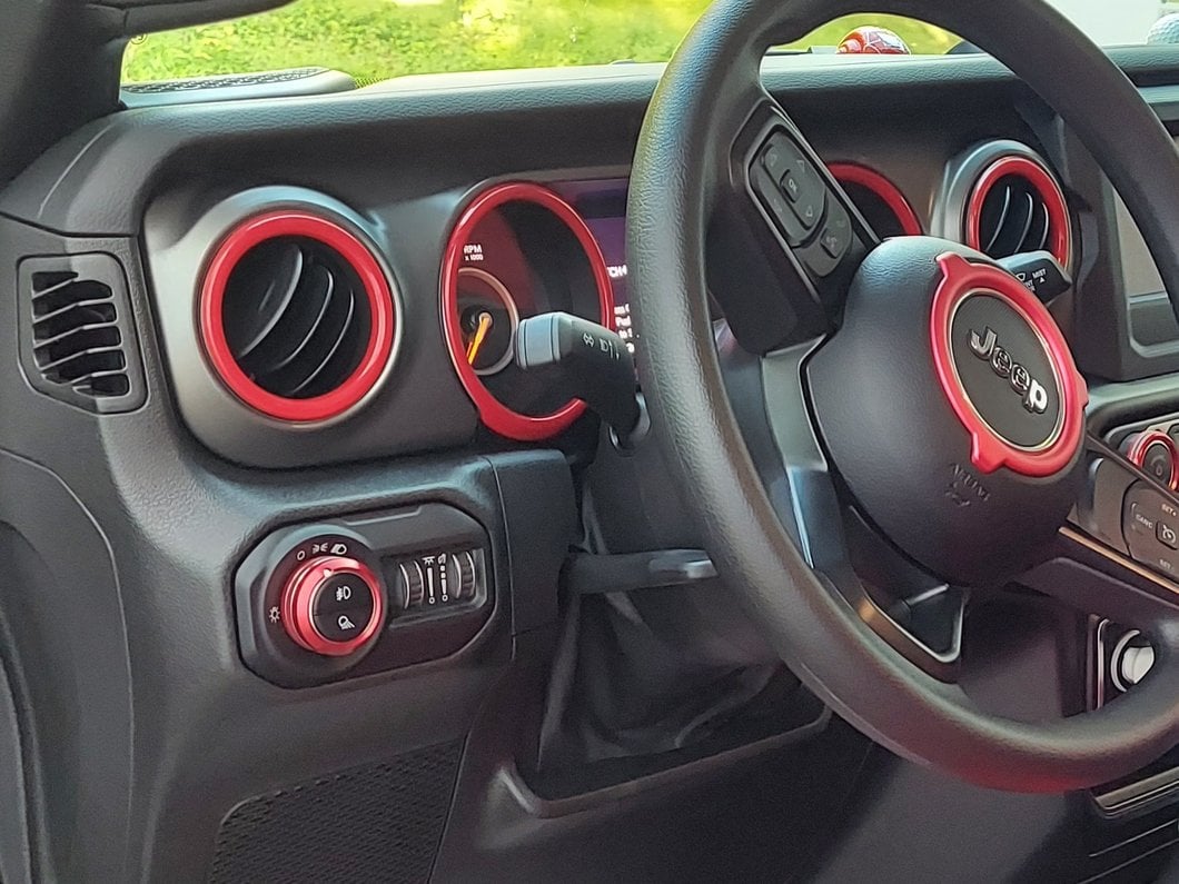 RedRock Billet Aluminum Headlight Knob Trim Ring; Red (20-25 Jeep Gladiator JT)