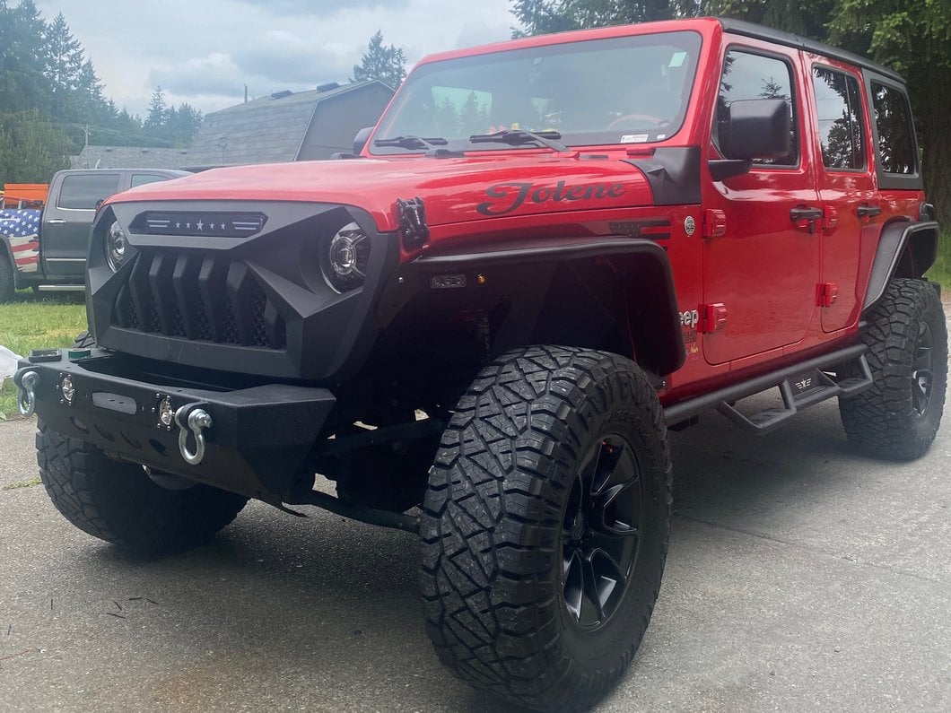 RedRock Stubby Winch Front Bumper with LED Fog Lights (18-25 Jeep Wrangler JL)