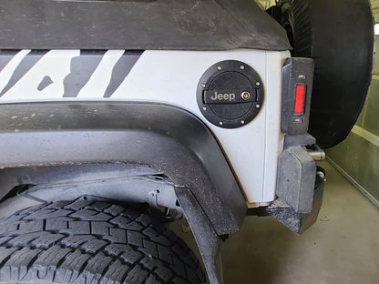 Jeep Licensed by RedRock Locking Fuel Door with Engraved Jeep Logo (07-18 Jeep Wrangler JK)