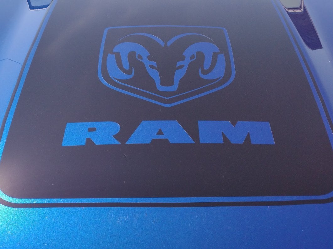 RAM Licensed by RedRock Hood Decal with Logo; Gloss Black (09-18 RAM 1500, Excluding Rebel)