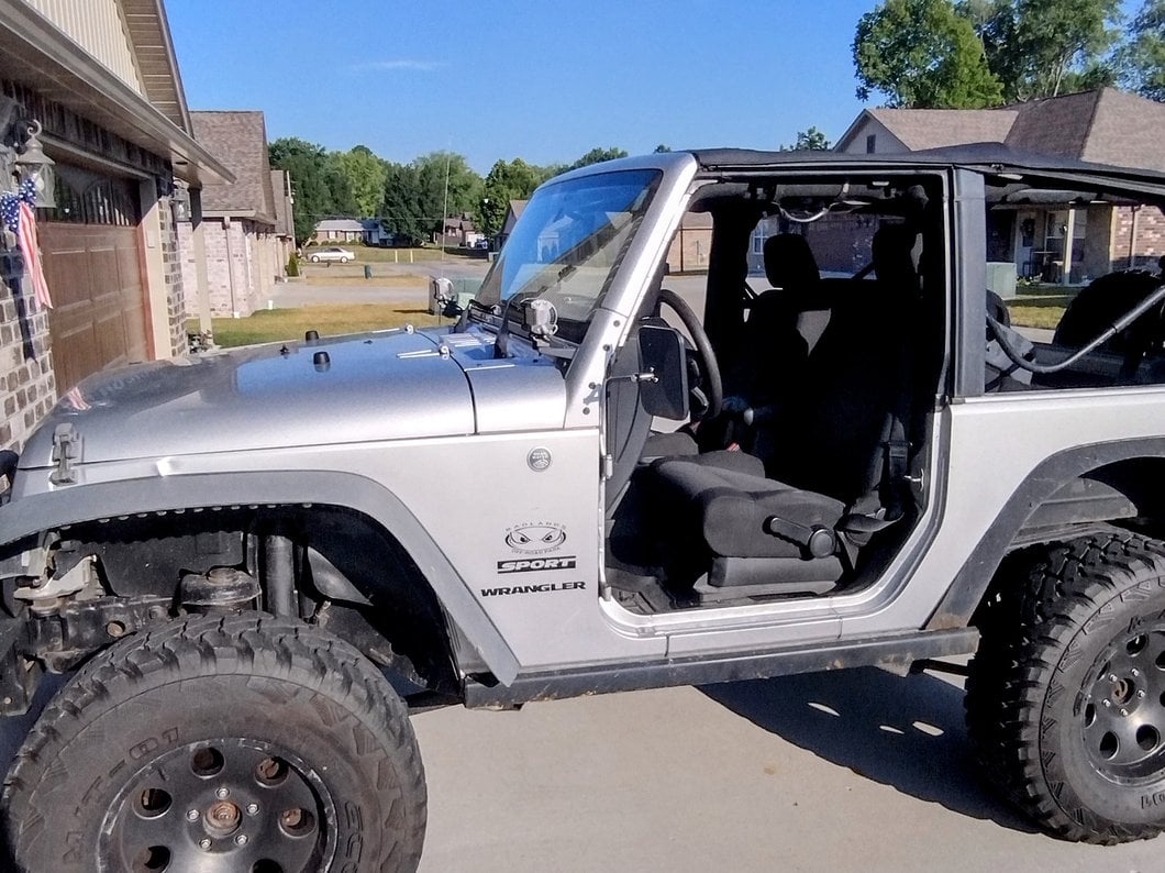 Jeep Licensed by RedRock Rectangular Adventure Mirrors with Engraved Jeep Logo; Textured Black (76-25 Jeep CJ7, Wrangler YJ, TJ, JK & JL)