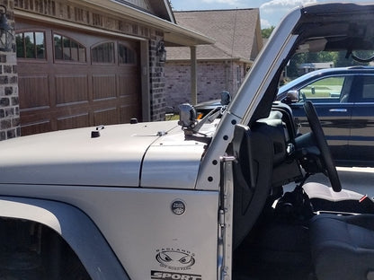 Jeep Licensed by RedRock Rectangular Adventure Mirrors with Engraved Jeep Logo; Textured Black (76-25 Jeep CJ7, Wrangler YJ, TJ, JK & JL)
