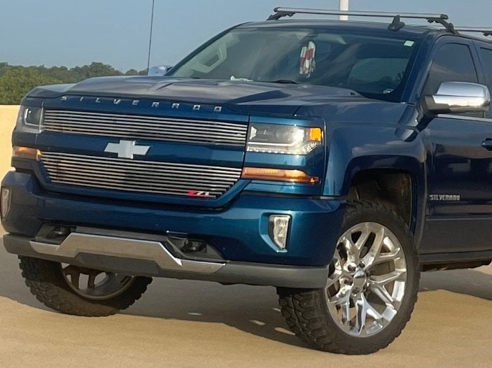 RedRock Modern Billet Upper Grille Overlay; Polished (16-18 Silverado 1500 w/o Z71 Package)