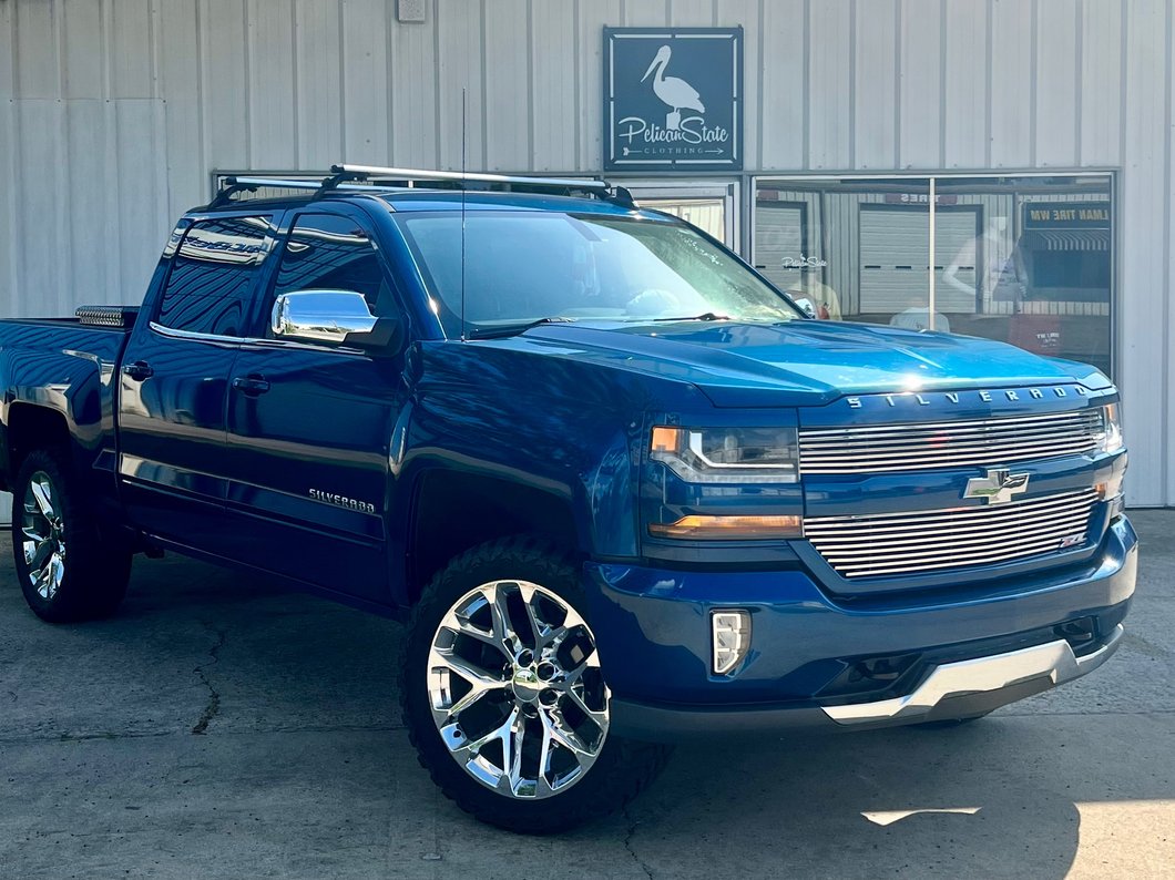 RedRock Modern Billet Upper Grille Overlay; Polished (16-18 Silverado 1500 w/o Z71 Package)