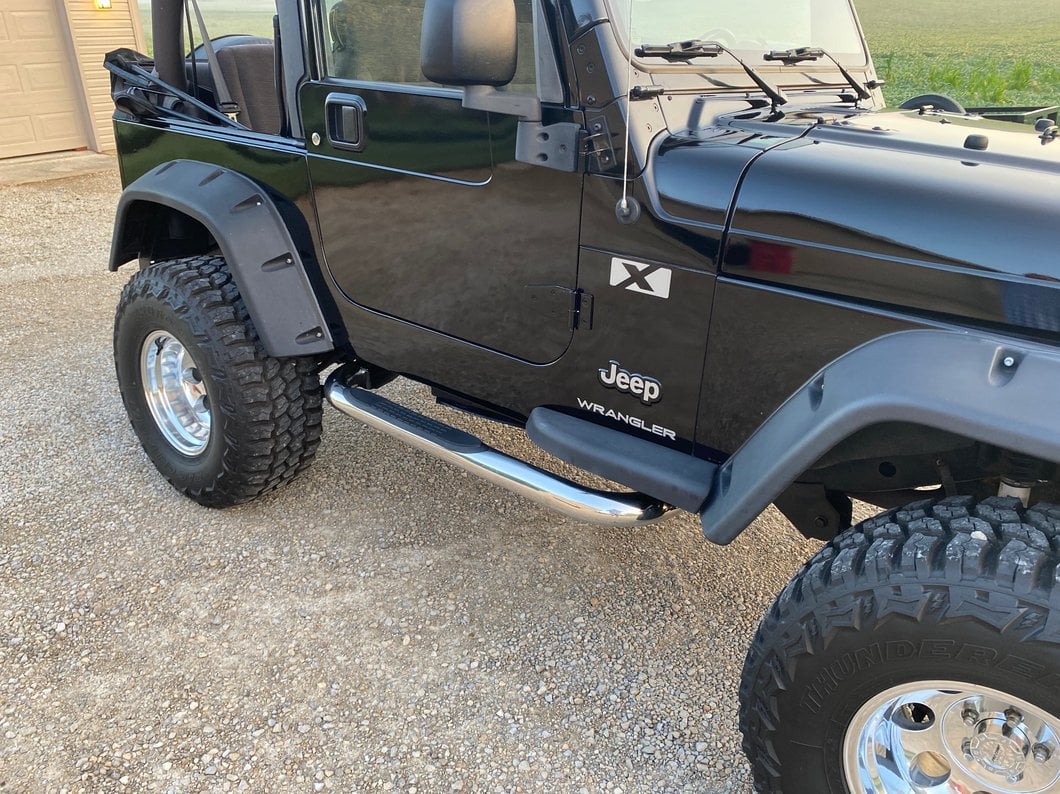 RedRock 3-Inch Round Side Step Bars; Stainless Steel (87-06 Jeep Wrangler YJ & TJ, Excluding Unlimited)