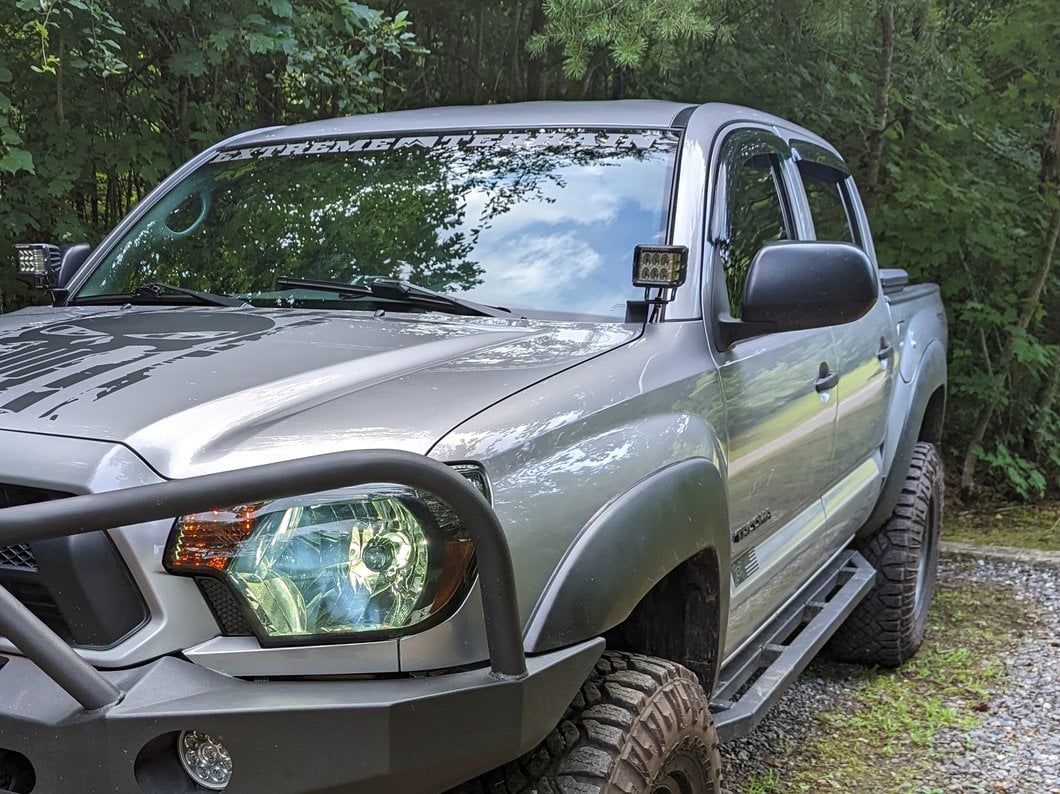 RedRock Window Deflectors; Front and Rear; Smoked (05-15 Tacoma Double Cab)