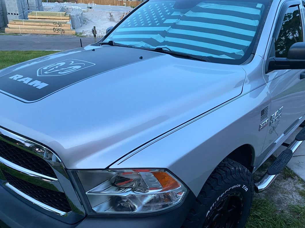 RAM Licensed by RedRock Hood Decal with Logo; Matte Black (09-18 RAM 1500, Excluding Rebel)