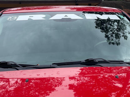 RAM Licensed by RedRock RAM with Head and Logo Windshield Banner; White (02-18 RAM 1500)